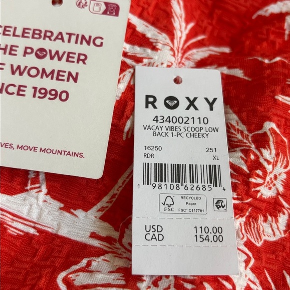 Roxy Women's Standard One Piece Swimsuit –Tummy Control Quick-Dry Fabric, Red XL - Picture 6 of 7